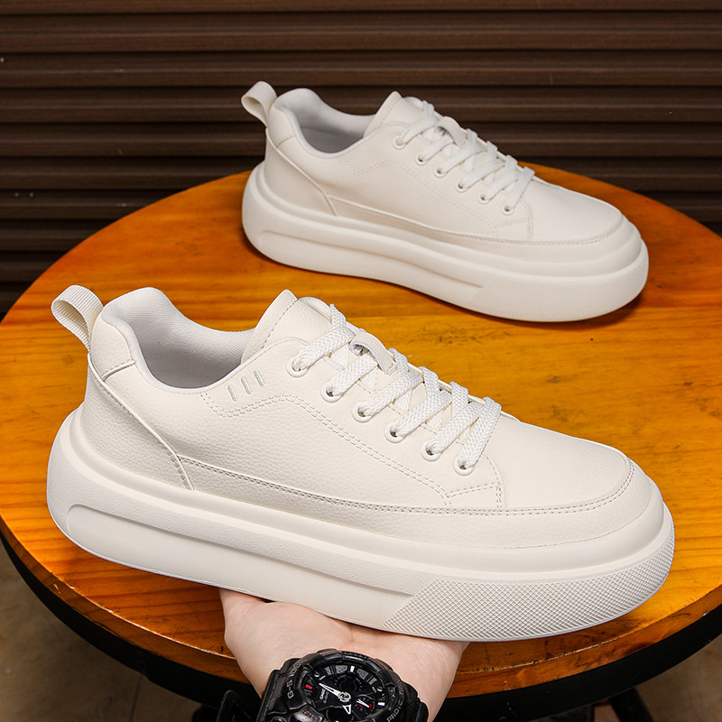 男鞋冬季复古休闲百搭真皮板鞋男士工作防水运动皮鞋厚底增高潮鞋