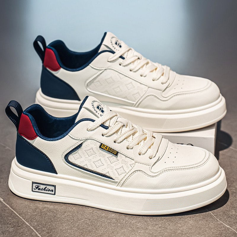 小白鞋男士春季韩版时尚百搭休闲板鞋青少年厚底增高皮面运动潮鞋,流行男鞋,单鞋,淘宝优惠券,粉丝福利购,淘宝优惠卷