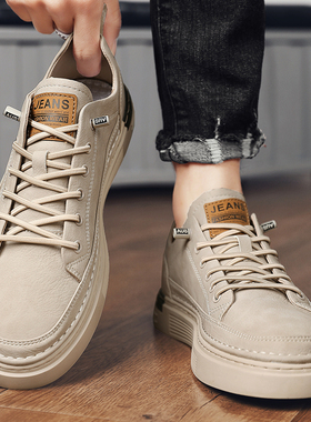 男鞋冬季一脚蹬运动平板鞋男士休闲皮鞋软底防水防滑上班工作潮鞋