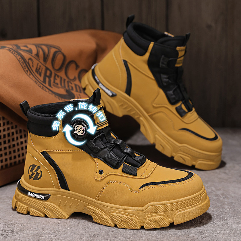 马丁靴男秋季复古户外登山旋转扣防水防滑上班工作劳保高帮工装靴,流行男鞋,马丁靴,淘宝优惠券,粉丝福利购,淘宝优惠卷