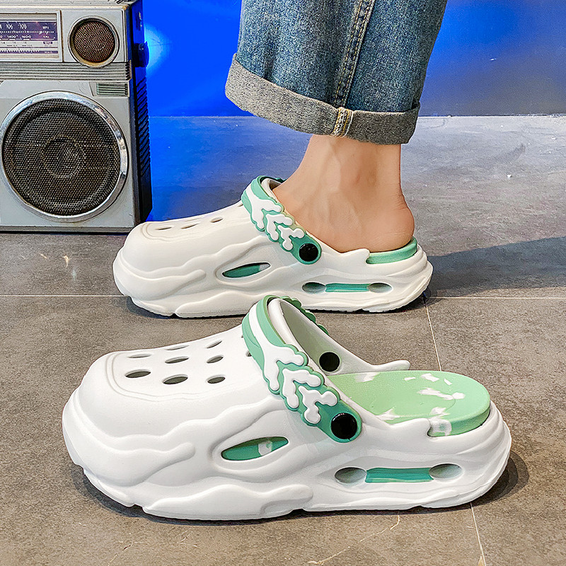 洞洞鞋男夏季外穿踩屎感厚底防滑办公室包头拖鞋大码运动沙滩凉鞋,流行男鞋,包头拖,淘宝优惠券,粉丝福利购,淘宝优惠卷