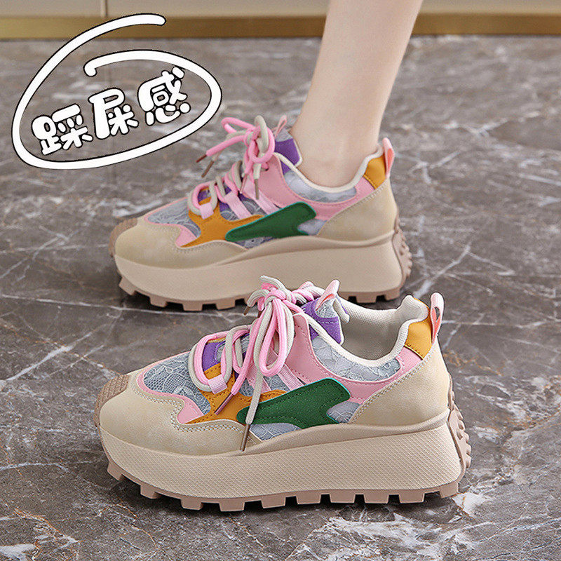 女鞋2025新款秋季透气百搭休闲配裙子阿甘鞋小个子厚底增高老爹鞋,女鞋,时尚休闲鞋,淘宝优惠券,粉丝福利购,淘宝优惠卷