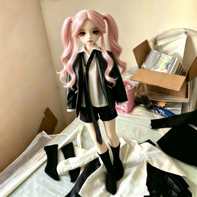 BJD娃衣现货4分四分体大四普四CD2日常可穿酷帅服装套装衣服皮衣