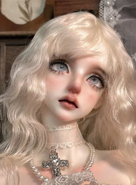 bjd娃娃假发3分4分6分sd娃用装扮diy奶金色齐刘海长卷发假毛头套