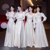 姐妹团晚礼服裙女宴会气质平时可穿保暖 2025新款 伴娘服秋冬款 中式