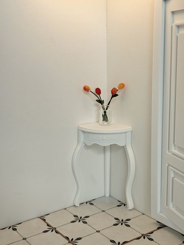 bjd棉花娃娃1:12微缩家具娃娃屋迷你欧式墙角三脚桌模型过家家