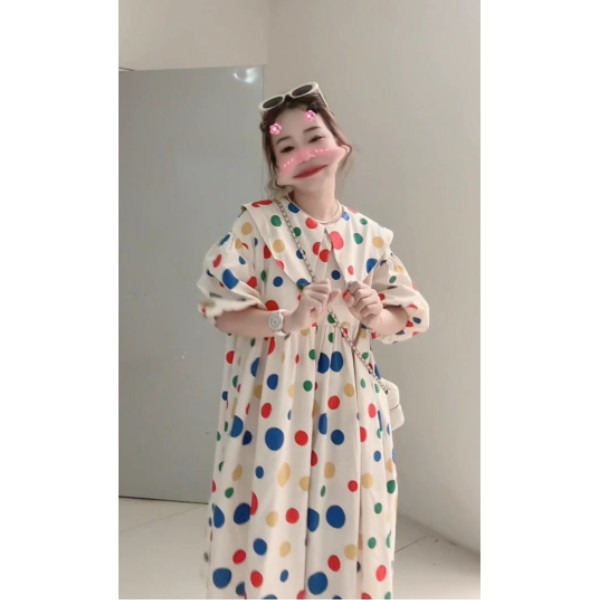 【彩色波点—连衣裙】甜美风可爱韩系减龄短袖连衣裙