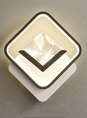 led壁灯现代简约客厅背景墙羽毛装饰灯创意走廊楼梯卧室床头灯具