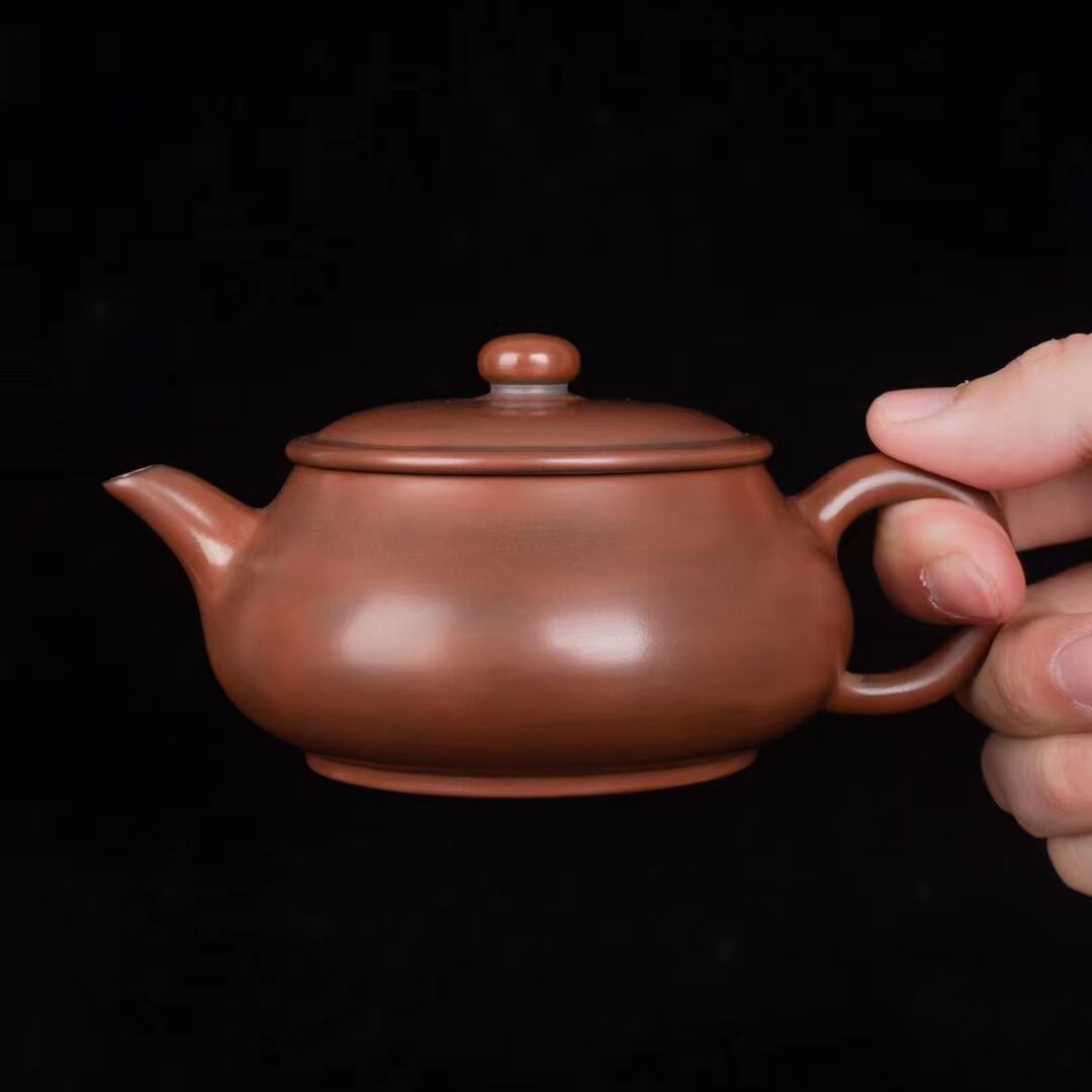钦州坭兴陶名家上官清吉全手工泡茶壶 大红袍六堡明炉壶 家用茶具