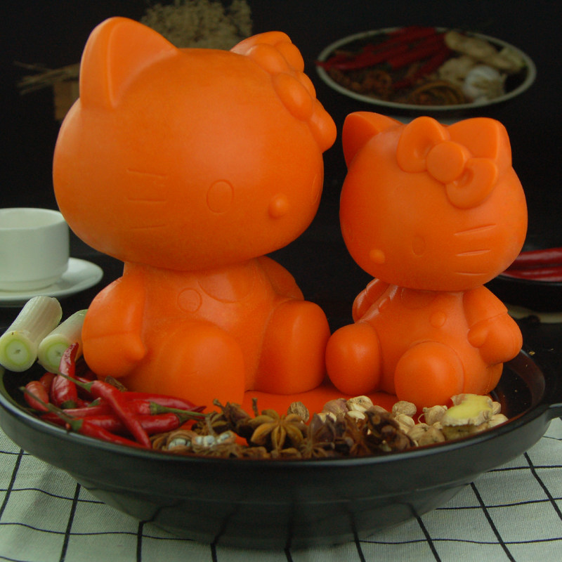 3D立体卡通猫牛油红油模矽胶铂金级Hello创意老油火锅汤底模具