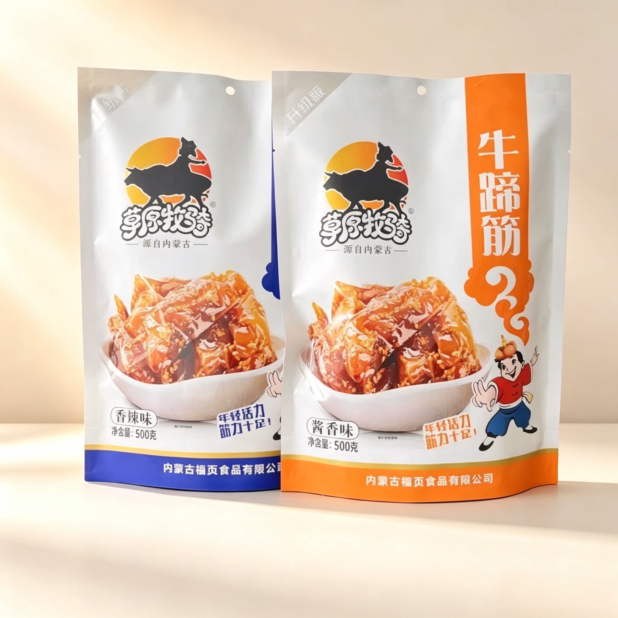 草原牧骑内蒙古特产牛蹄筋500g香辣酱香味休闲零食