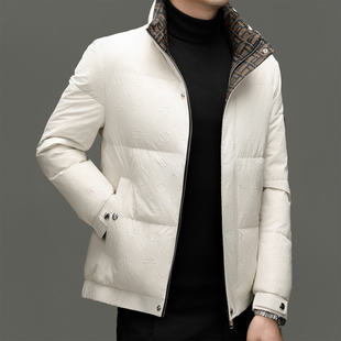 皮尔卡丹羽绒服男立领短款冬装新款保暖鸭绒外套时尚轻奢潮流上衣