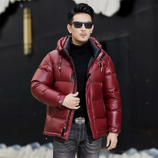 皮尔卡丹加厚保暖羽绒服男中年爸爸冬季新款防寒冬装连帽短款外套