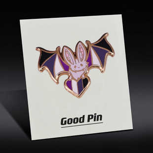 ace旗帜可爱蝙蝠金属胸针徽章卡通书包帽子别针配饰紫白蓝黑动物