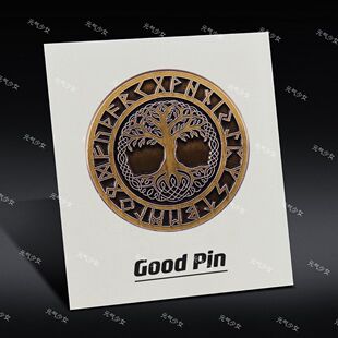 “生命之树”卡巴拉世界之树北欧符文复古金属胸针治愈能量徽章