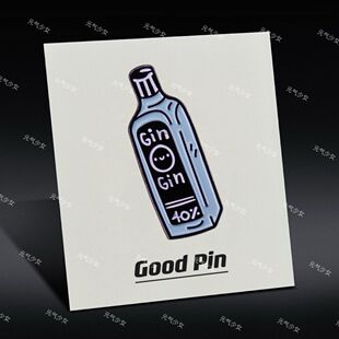 “GIN酒”金酒烈酒金属胸针杜松子酒琴酒标志徽章收藏纪念品礼物