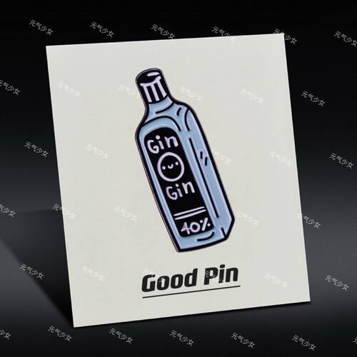 GIN金酒杜松子酒标志胸针徽章