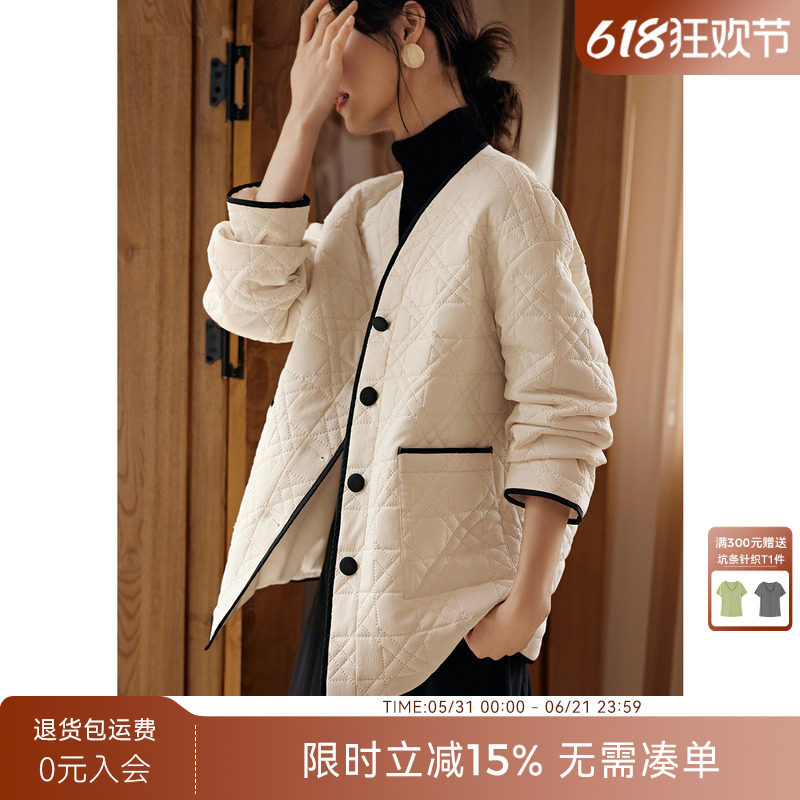 XWI/欣未小香风高级感轻薄棉衣棉服外套女冬季韩版简约棉袄上衣