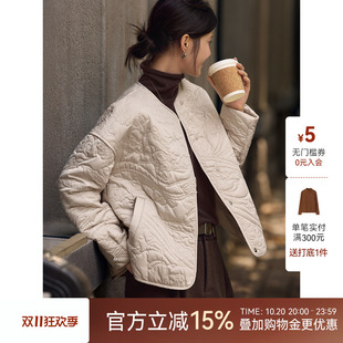 XWI欣未新中式轻国风优雅绣花棉服外套女秋冬季轻薄保暖小棉袄