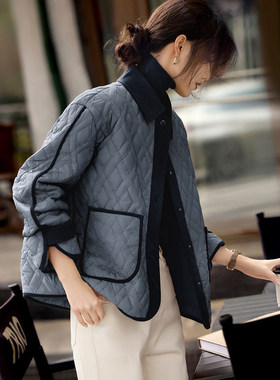 XWI欣未休闲百搭拼色棉服外套女2025年秋冬新款轻薄保暖棉袄上衣
