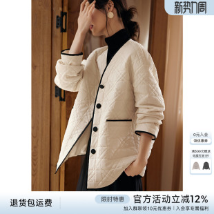 简约棉袄上衣 韩版 XWI 欣未小香风高级感轻薄棉衣棉服外套女冬季