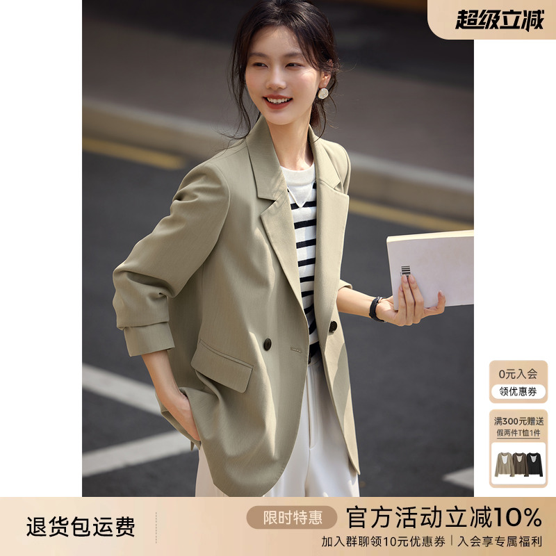 XWI欣未轻职场休闲西装外套女秋气质名媛高级感不规则设计感西服
