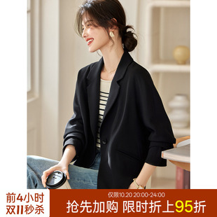 XWI欣未黑色休闲气质显瘦西装外套女秋季通勤简约轻职场西服上衣