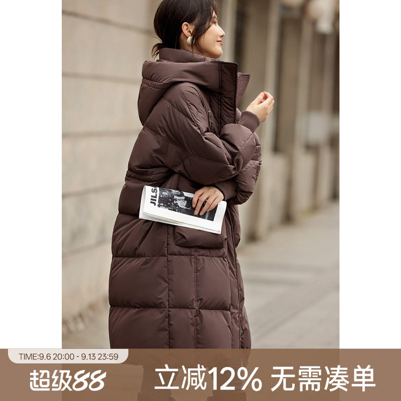 [送打底衫]XWI欣未美拉德90鸭绒羽绒服女冬季加厚保暖中长款外套图片