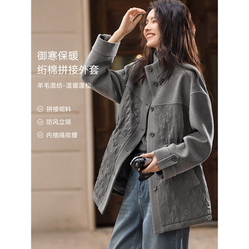 XWI欣未通勤呢料格纹秋季外套女