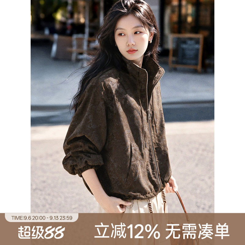 XWI欣未腰果花麂皮短外套夹克女图片