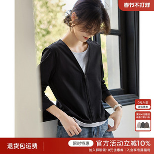 XWI欣未通勤撞色拉链式假两件长袖T恤女春显瘦小众不撞款咖色上衣