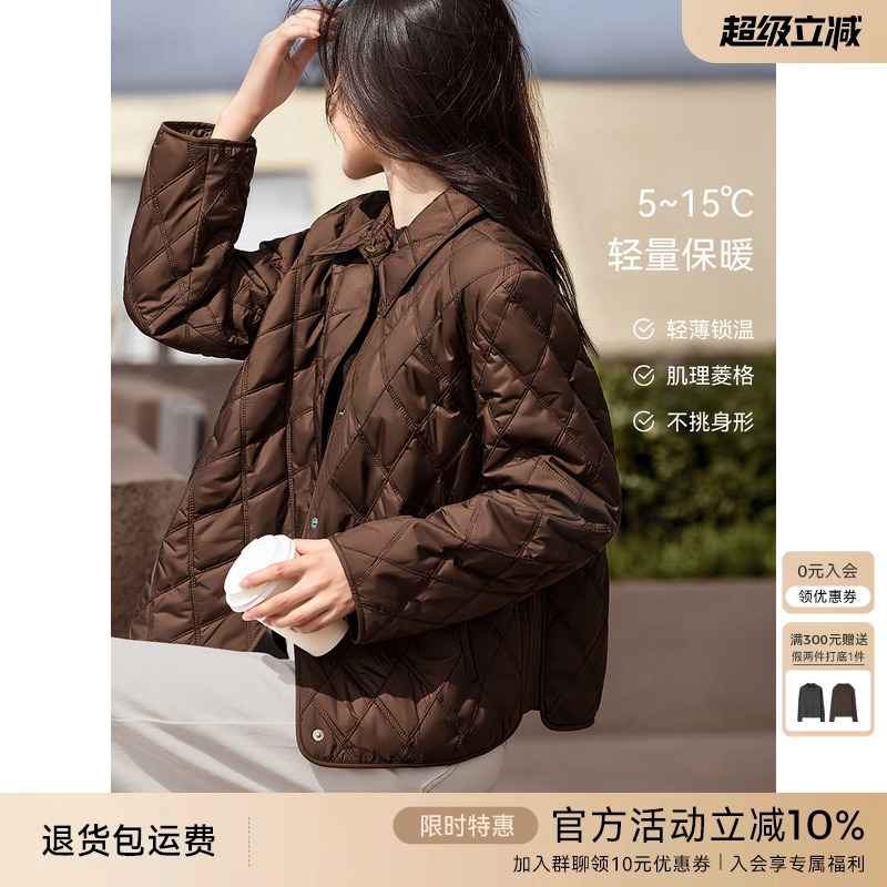 XWI欣未美拉德衬衫式夹棉棉服外套女秋冬季轻薄休闲百搭短款棉袄