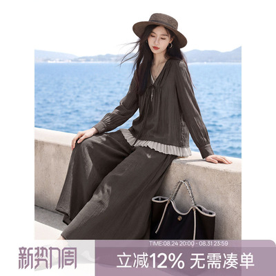 XWI欣未假两件系带小衫套装女士