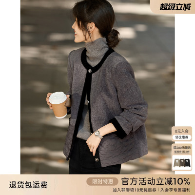 XWI欣未知性优雅小香风棉服外套女2024冬季新款文艺复古棉袄棉衣