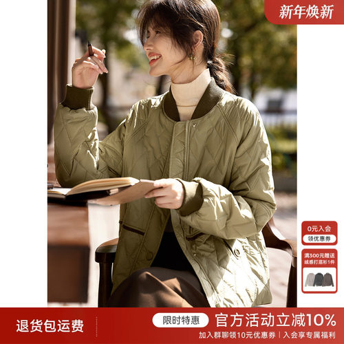 XWI欣未轻休闲撞色拼接棒球服棉衣女秋冬季轻薄减龄设计棉服外套