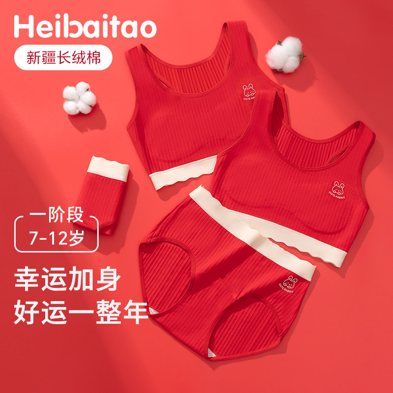 女童本命年红色内衣套装2026马年儿童少女内裤发育期文胸纯棉背心,女士内衣/男士内衣/家居服,少女文胸,淘宝优惠券,粉丝福利购,淘宝优惠卷