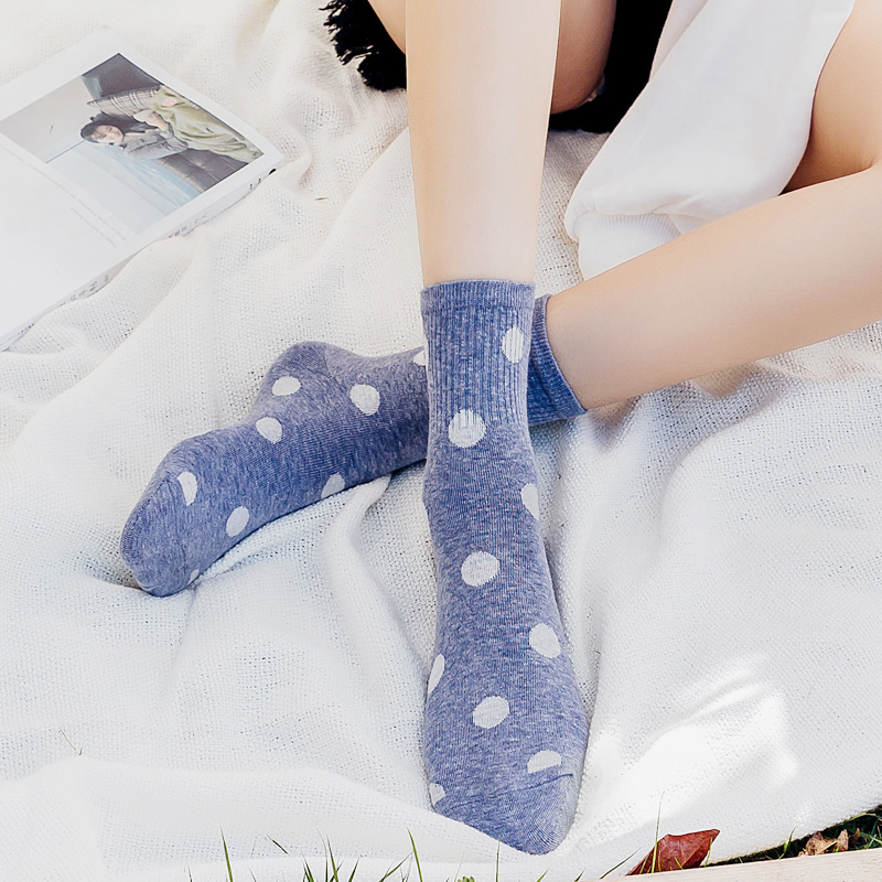 波点中筒袜女日系圆点