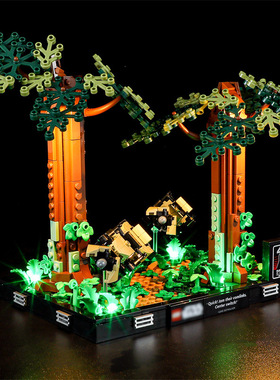 YEABRICKS适用乐高LED灯饰75353恩多摩托追逐立体模型星战积木灯