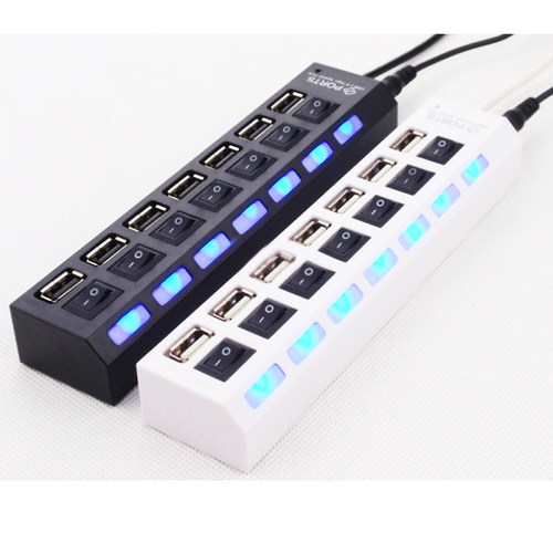 USB一带七孔配灯饰 三节小电池盒 1拖234567口排插延长