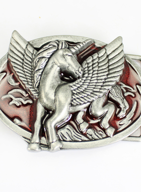 独角兽红色西部牛仔风格皮带扣皮带平滑扣unicorn belt buckle