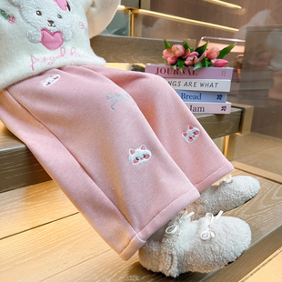 加厚版女童卫裤子女宝宝2026新款儿童秋冬季外穿一体绒加绒运动裤