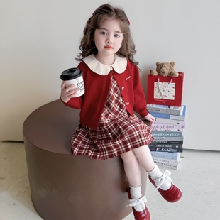 女童春秋红色裙子春装2026新款儿童新年服装春季连衣裙宝宝公主裙