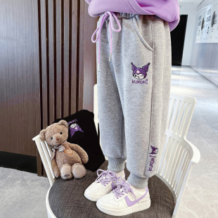 外穿一体绒加绒运动裤 儿童秋冬季 子女宝宝2025新款 加厚绒女童卫裤
