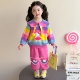 春装 女童春秋款 洋气时髦儿童女宝宝春季 2026新款 早春卫衣 彩条套装