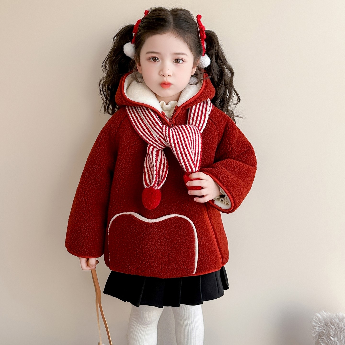 女童加绒冬装拜年服毛毛衣2025冬季新款儿童女宝宝星星人红色外套,童装/婴儿装/亲子装,普通外套,淘宝优惠券,粉丝福利购,淘宝优惠卷