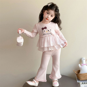 女宝宝猫咪喇叭裤 2026新款 春秋款 儿童装 女童套装 洋气时髦春装 春季