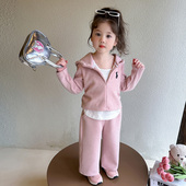 早春装 洋气时髦儿童绣花女宝宝春季 运动卫衣 2026新款 女童春秋套装