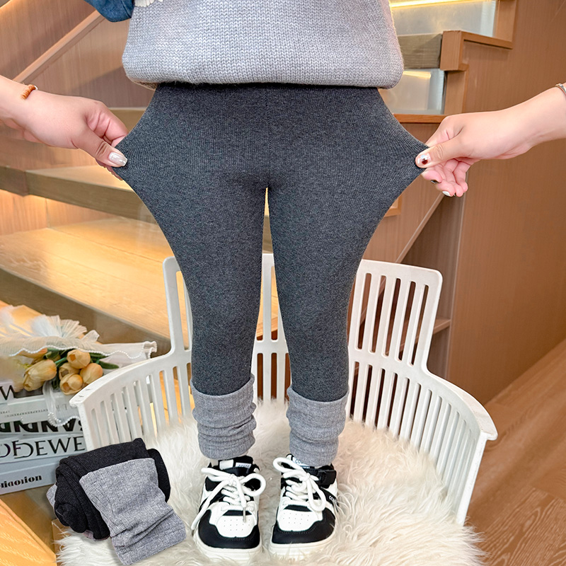 女童加绒裤子秋冬款2024新款