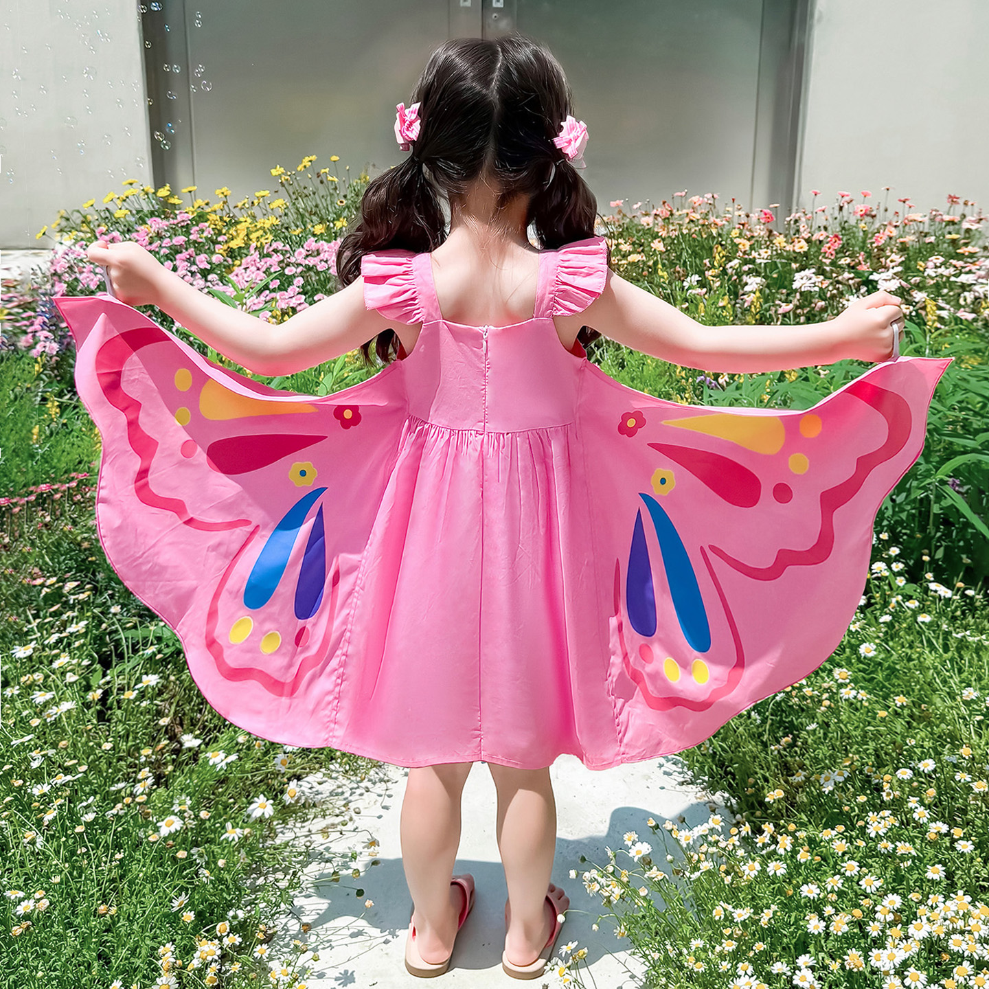 纯棉女童翅膀连衣裙2025新款蝴蝶吊带裙子儿童薄款夏季女宝宝夏装