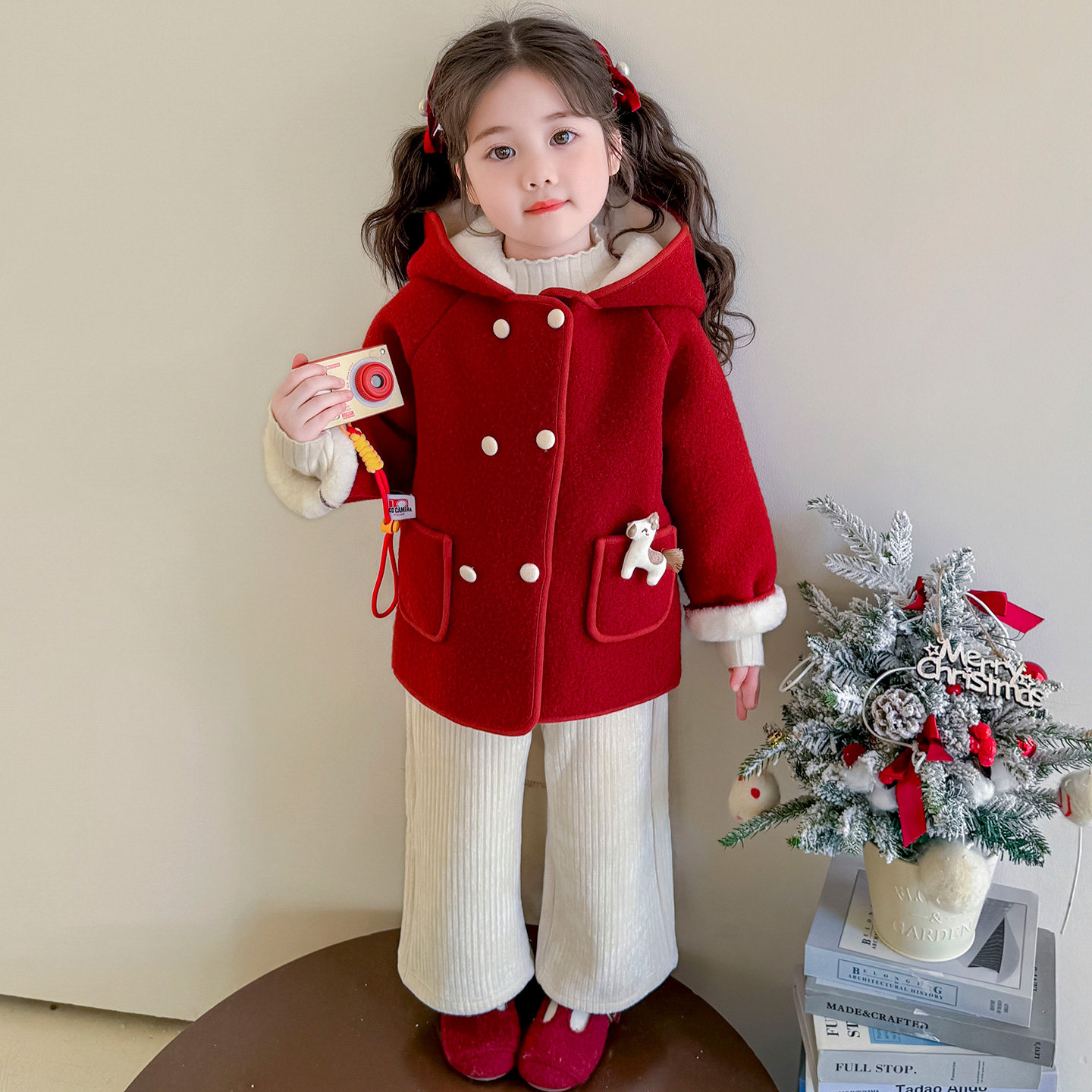 女童呢子大衣冬装2025新款加绒加厚红色毛呢外套儿童装冬季女宝宝,童装/婴儿装/亲子装,普通外套,淘宝优惠券,粉丝福利购,淘宝优惠卷